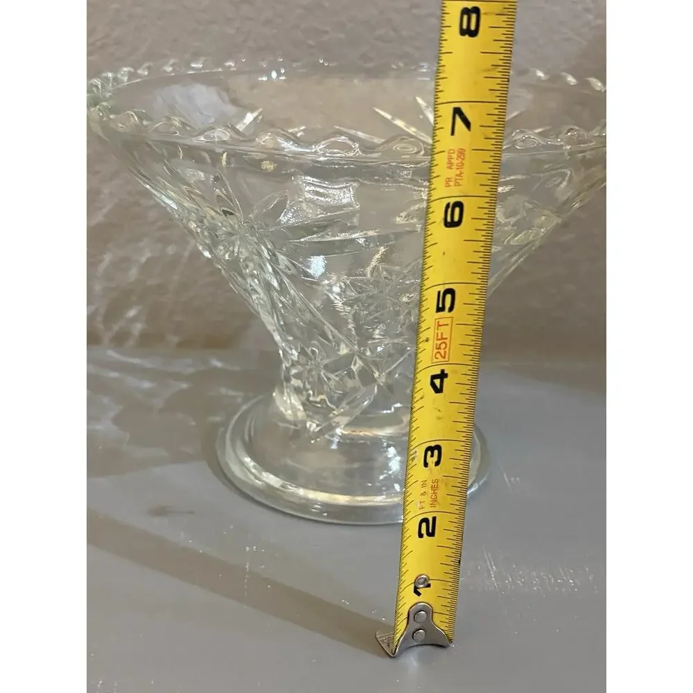 Vintage Anchor Hocking footed prescut Glass Star David fruit Bowl